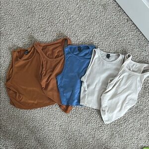 SHEIN Brown and Blue Ribbed Crop Tank Top